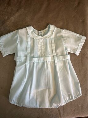 Classic Peter Pan Collar Baby Top in Pale Blue by Feltman Brothers